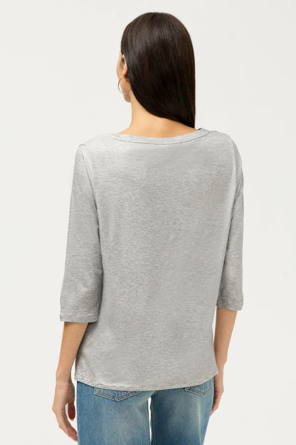 Johnny Was ESSENTIALS METALLIC 3/4 SLEEVE BOATNECK