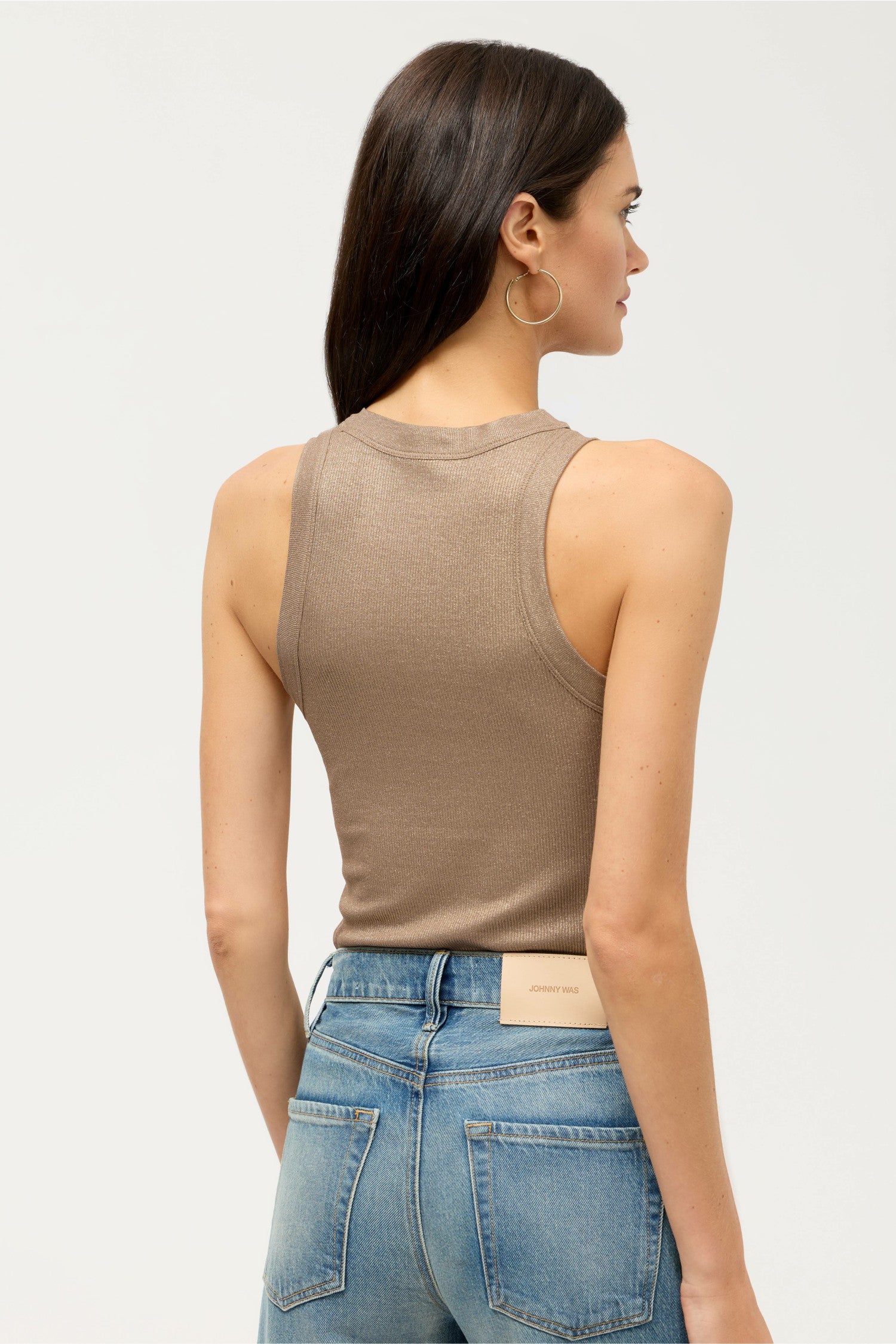 Johnny Was ESSENTIALS METALLIC BABY RIB CREWNECK TANK