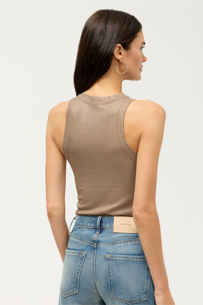 Johnny Was ESSENTIALS METALLIC BABY RIB CREWNECK TANK