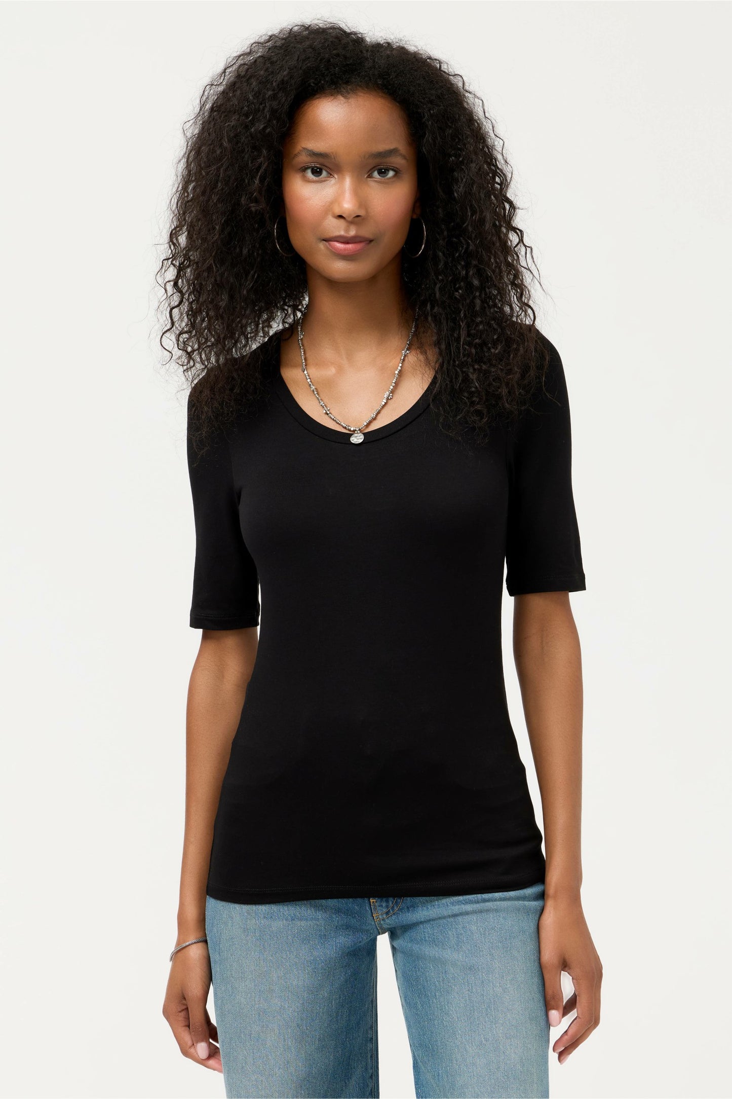 Johnny Was ESSENTIALS ELBOW SLEEVE SCOOP NECK