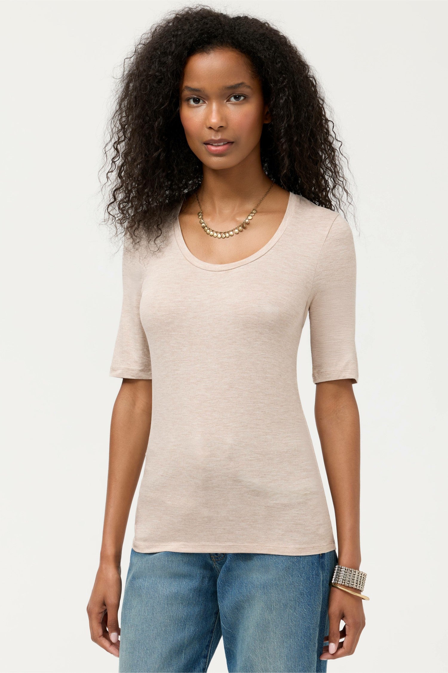 Johnny Was ESSENTIALS ELBOW SLEEVE SCOOP NECK