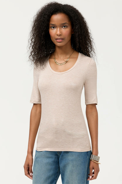 Johnny Was ESSENTIALS ELBOW SLEEVE SCOOP NECK