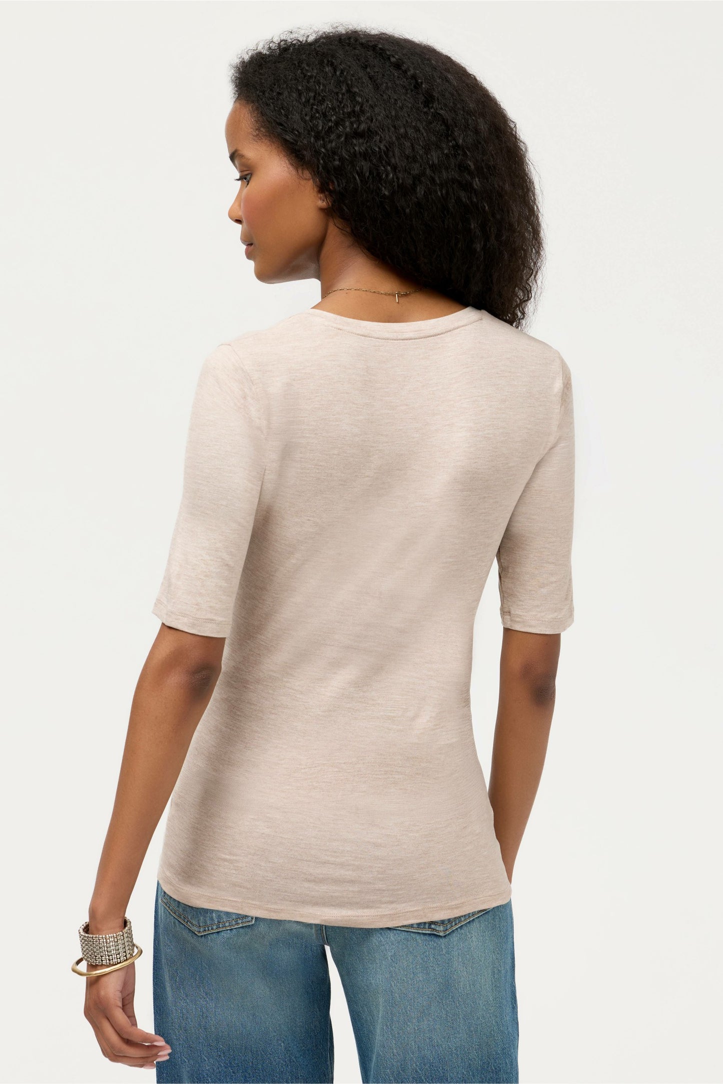 Johnny Was ESSENTIALS ELBOW SLEEVE SCOOP NECK