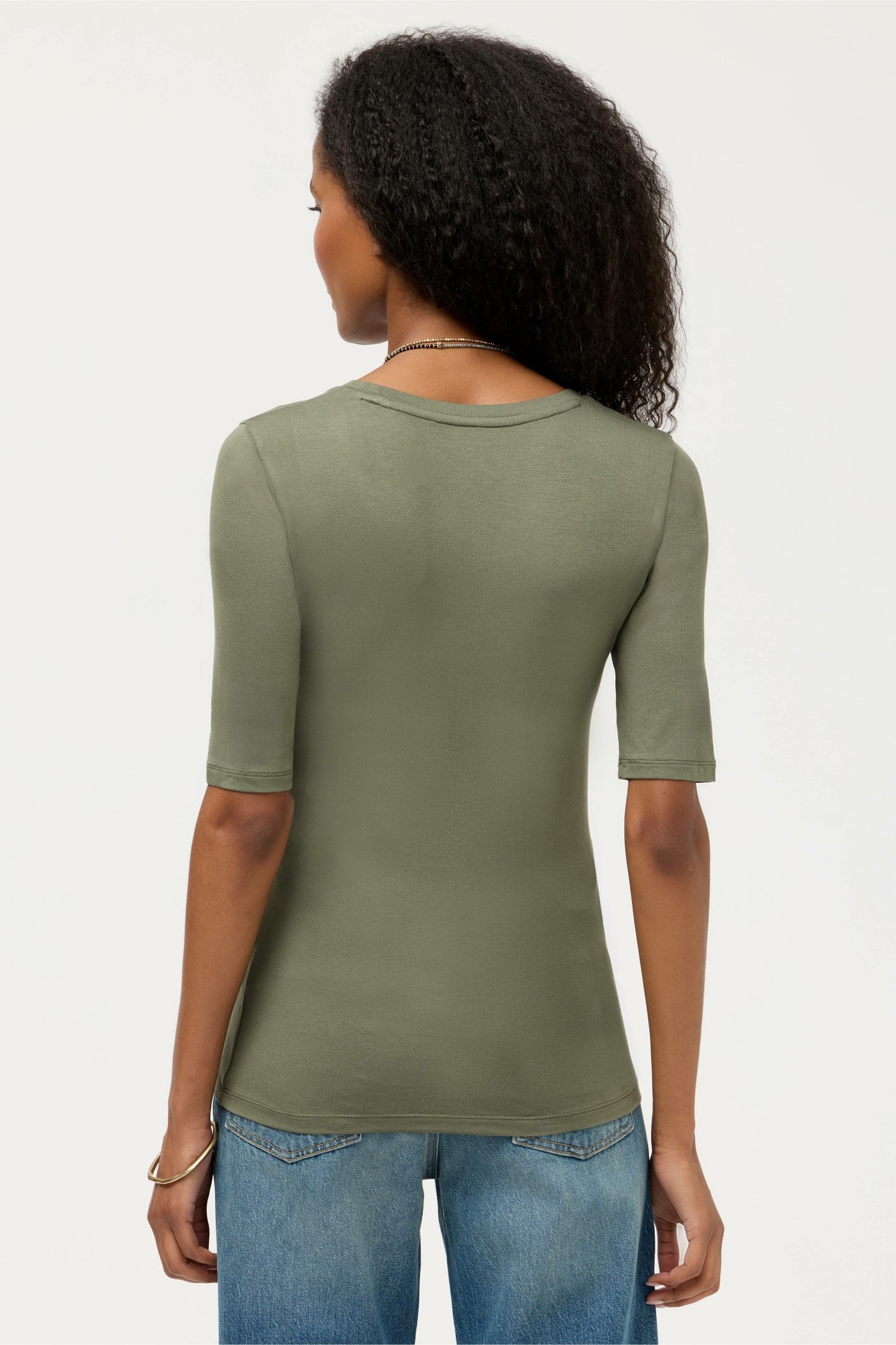 Johnny Was ESSENTIALS ELBOW SLEEVE SCOOP NECK