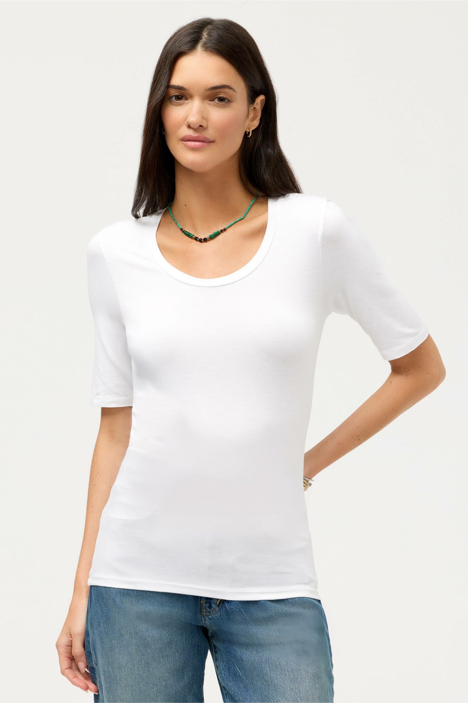 Johnny Was ESSENTIALS ELBOW SLEEVE SCOOP NECK