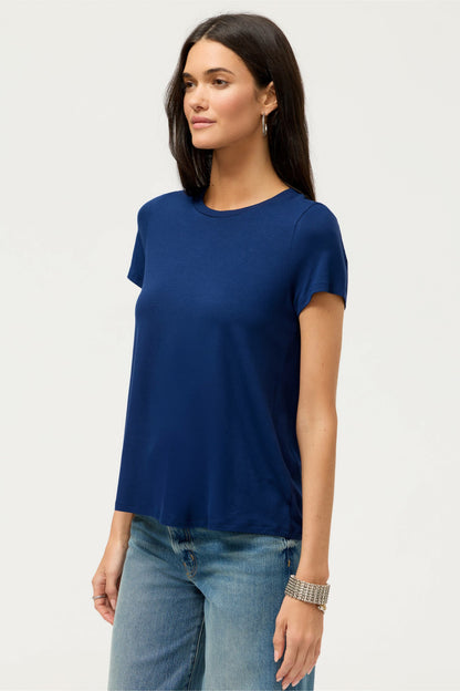 Johnny Was ESSENTIALS SHORT SLEEVE PLEAT BACK CREW NECK