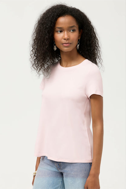 Johnny Was ESSENTIALS SHORT SLEEVE PLEAT BACK CREW NECK