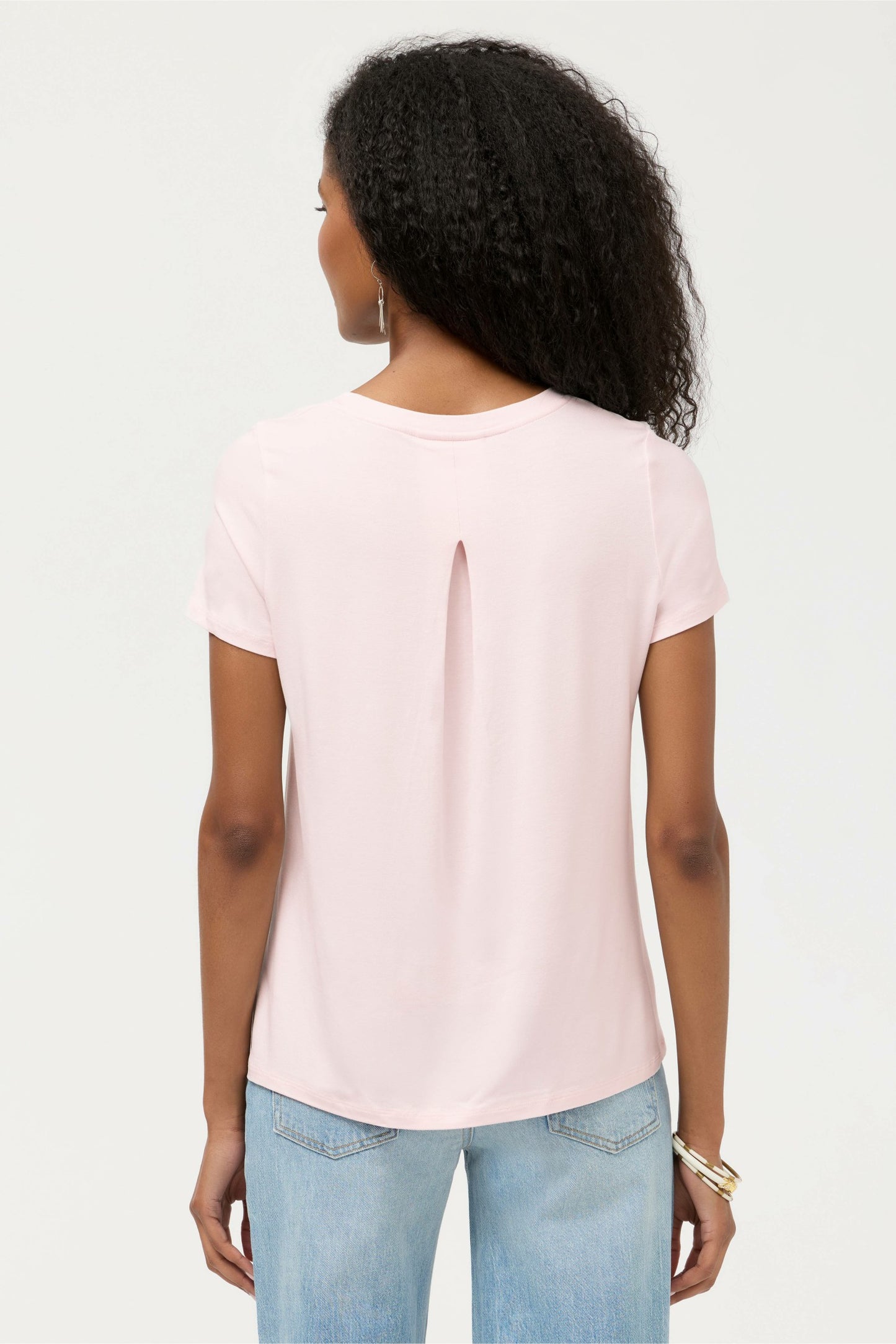 Johnny Was ESSENTIALS SHORT SLEEVE PLEAT BACK CREW NECK