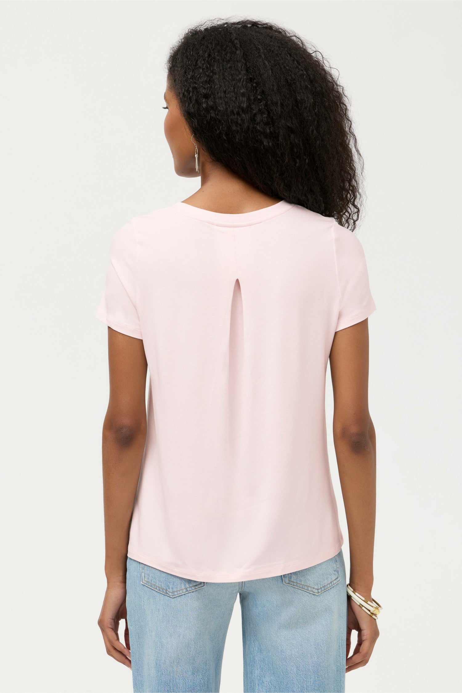 Johnny Was ESSENTIALS SHORT SLEEVE PLEAT BACK CREW NECK