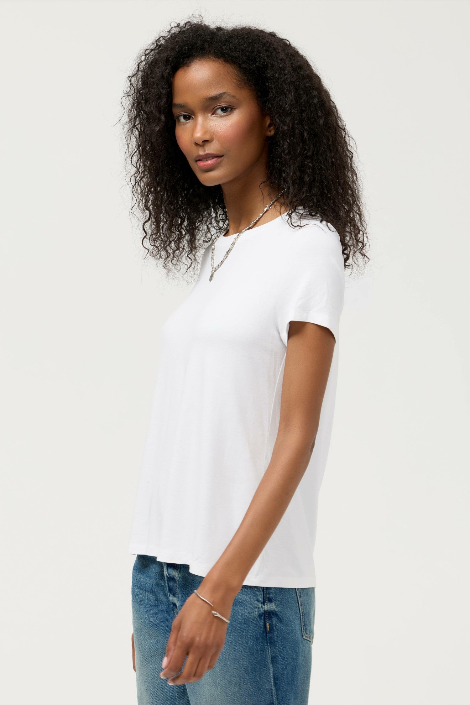Johnny Was ESSENTIALS SHORT SLEEVE PLEAT BACK CREW NECK