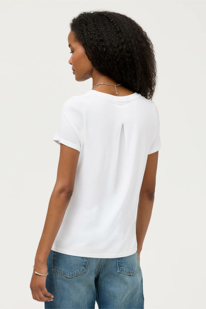 Johnny Was ESSENTIALS SHORT SLEEVE PLEAT BACK CREW NECK