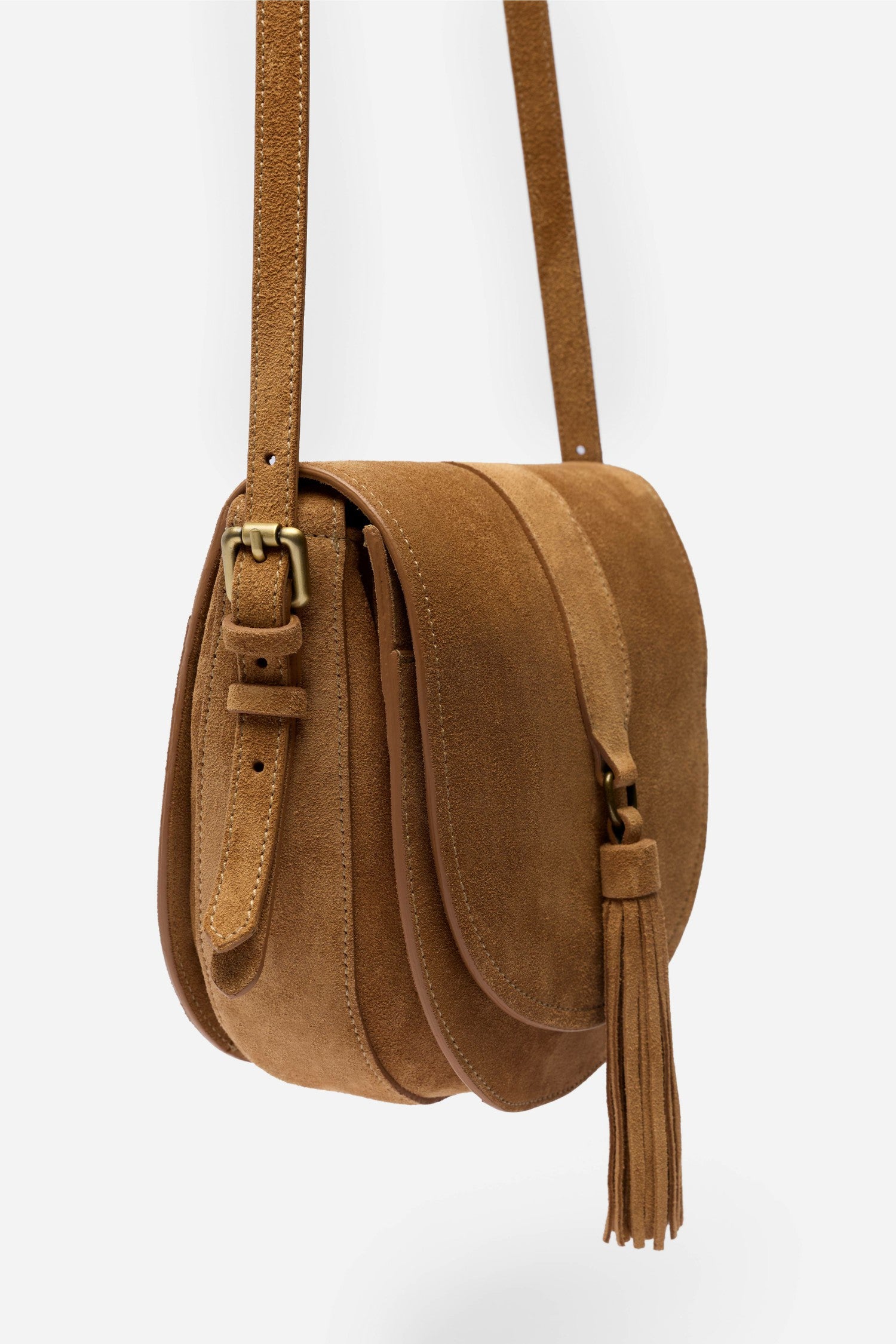 Johnny Was ITALIAN SUEDE BUCKLE SADDLE BAG