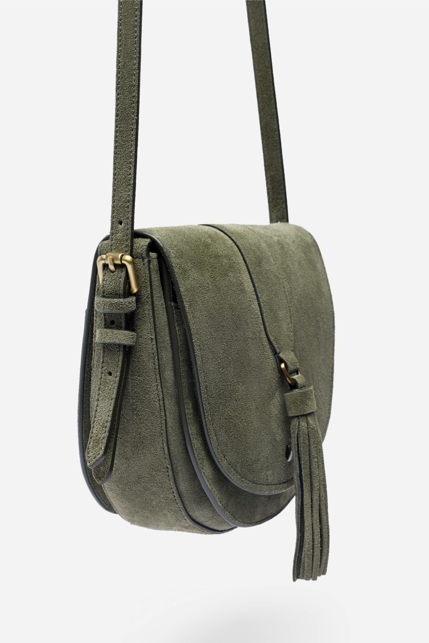 Johnny Was ITALIAN SUEDE BUCKLE SADDLE BAG