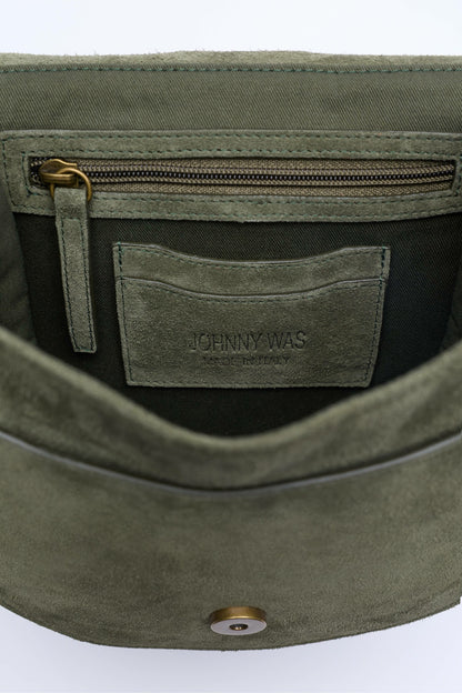 Johnny Was ITALIAN SUEDE BUCKLE SADDLE BAG