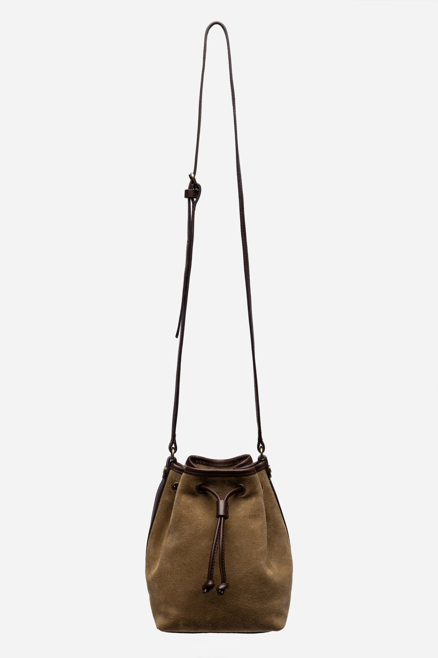 Johnny Was ITALIAN SUEDE CONTRAST TRIM BUCKET BAG