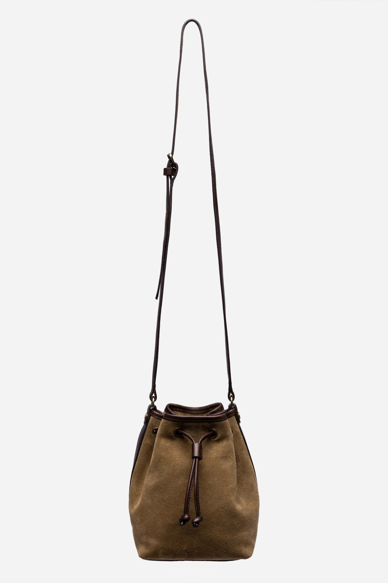 Johnny Was ITALIAN SUEDE CONTRAST TRIM BUCKET BAG