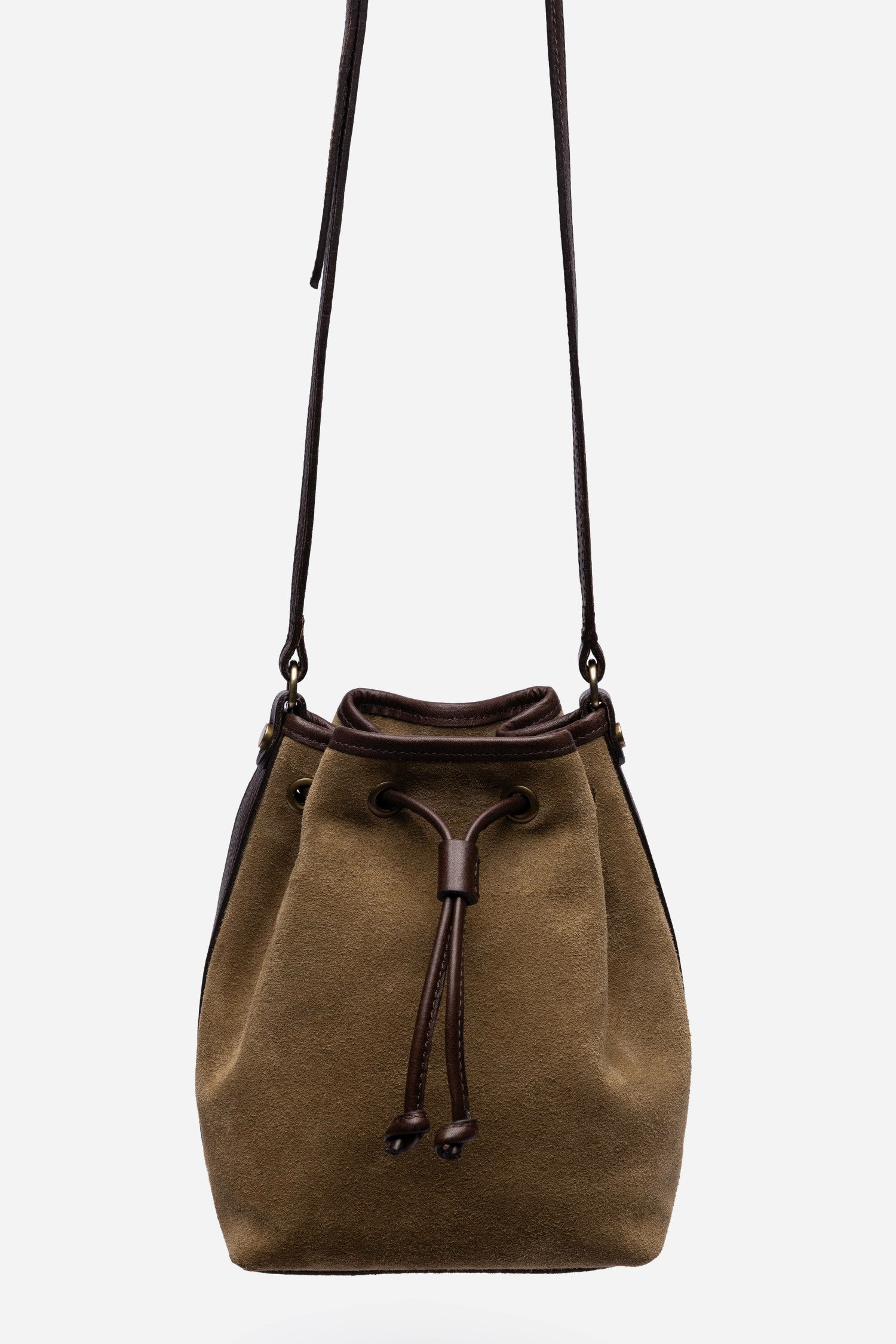 Johnny Was ITALIAN SUEDE CONTRAST TRIM BUCKET BAG