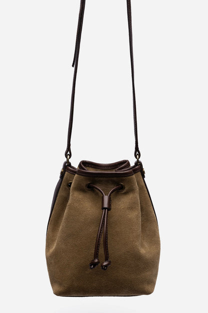 Johnny Was ITALIAN SUEDE CONTRAST TRIM BUCKET BAG