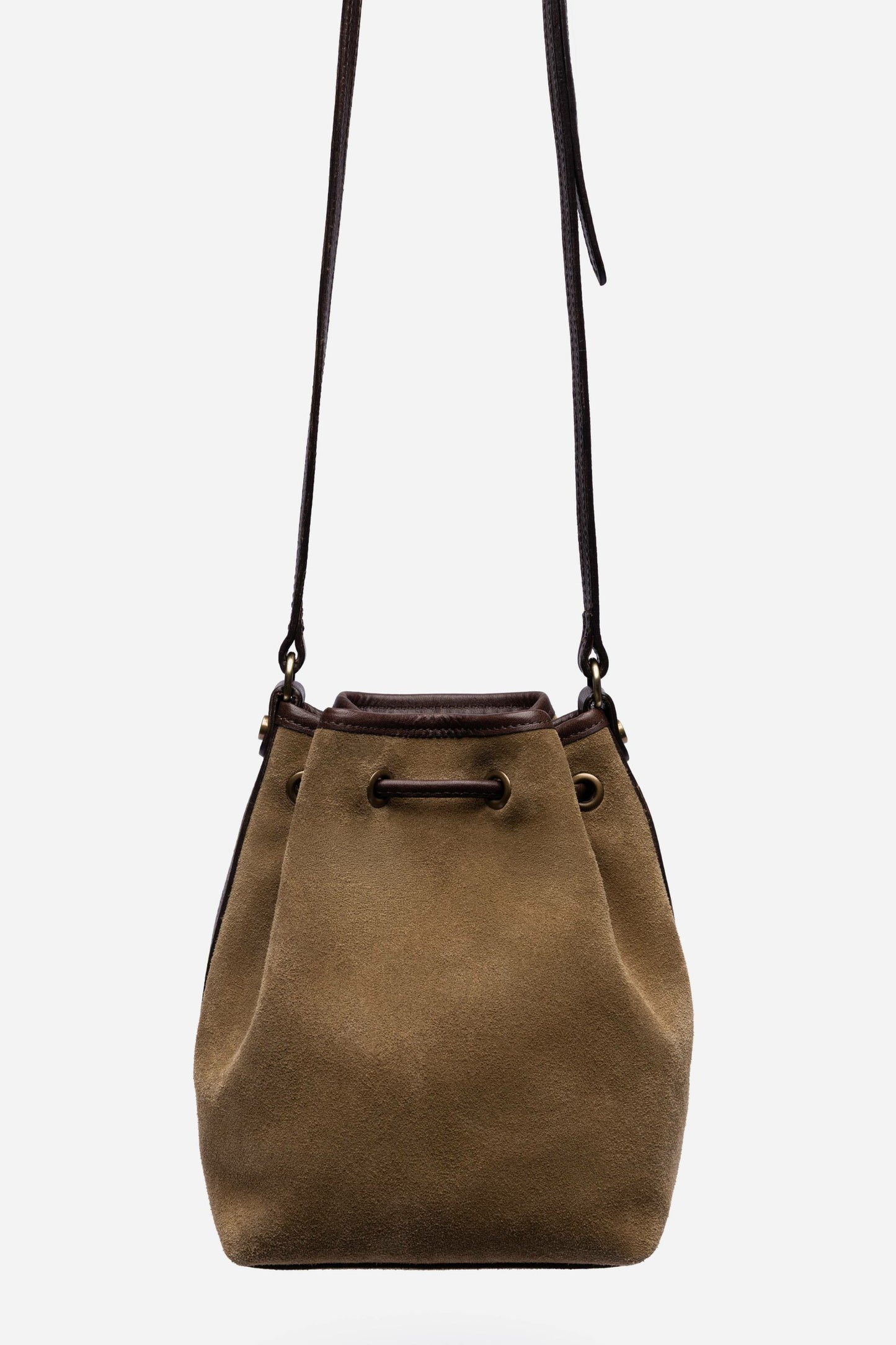 Johnny Was ITALIAN SUEDE CONTRAST TRIM BUCKET BAG
