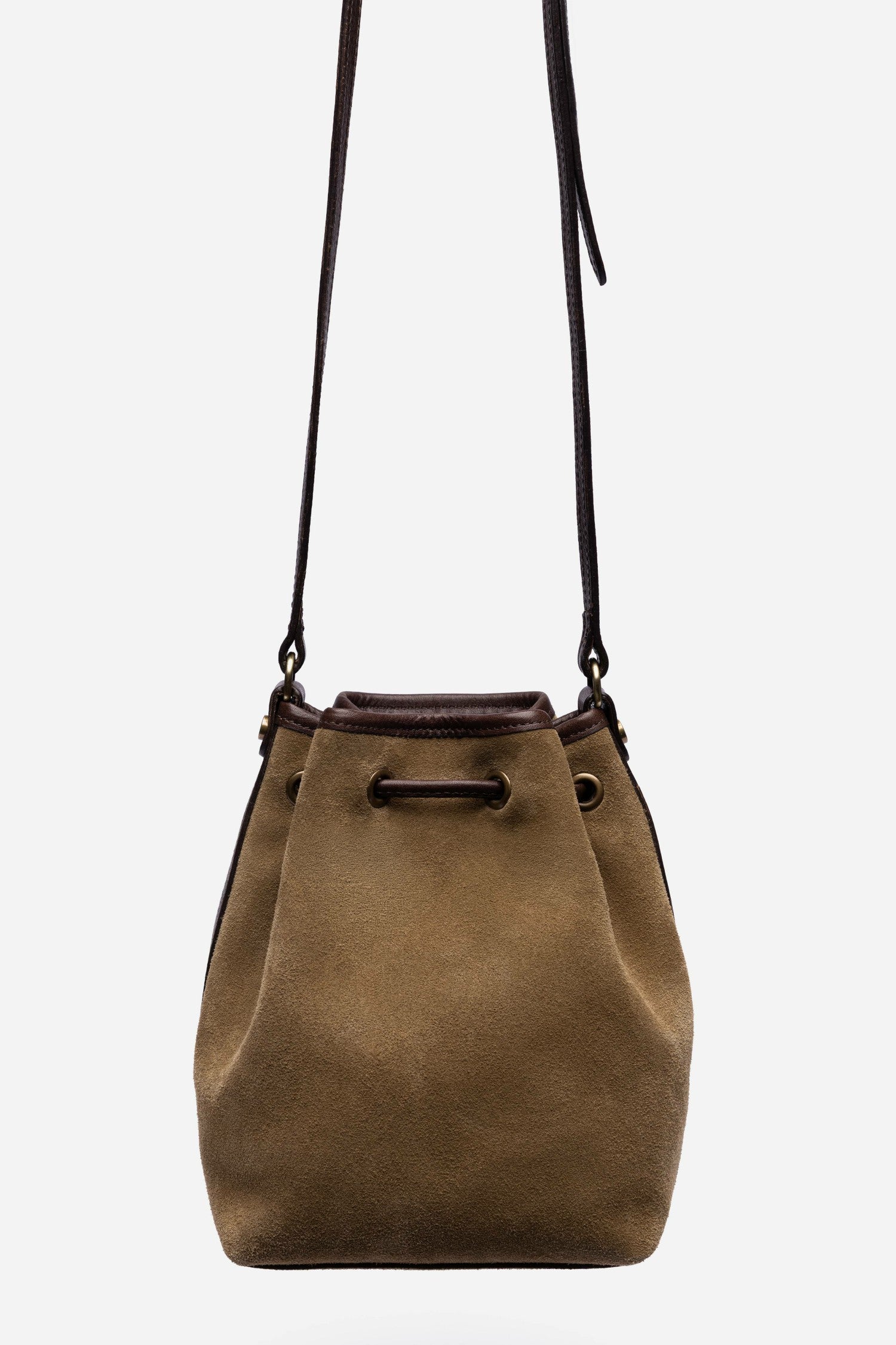 Johnny Was ITALIAN SUEDE CONTRAST TRIM BUCKET BAG