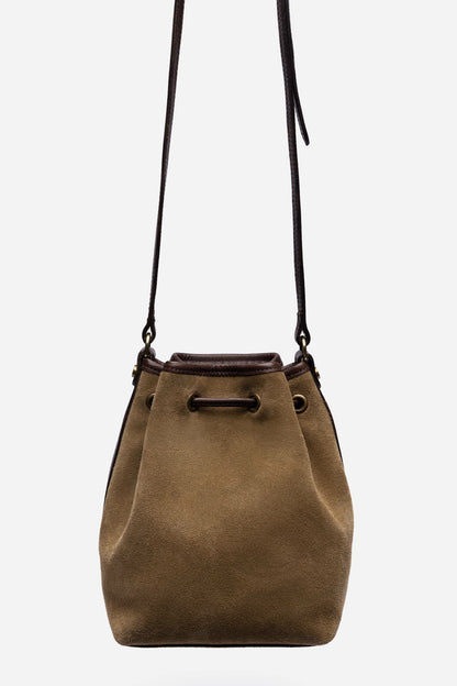 Johnny Was ITALIAN SUEDE CONTRAST TRIM BUCKET BAG