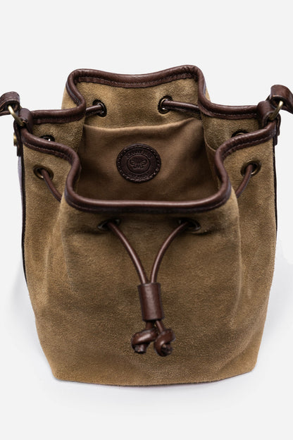 Johnny Was ITALIAN SUEDE CONTRAST TRIM BUCKET BAG