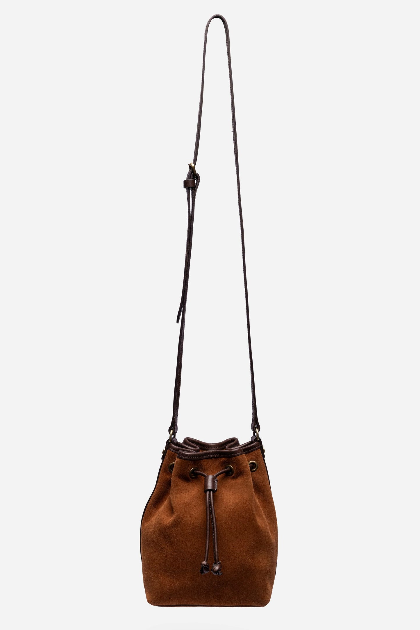 Johnny Was ITALIAN SUEDE CONTRAST TRIM BUCKET BAG