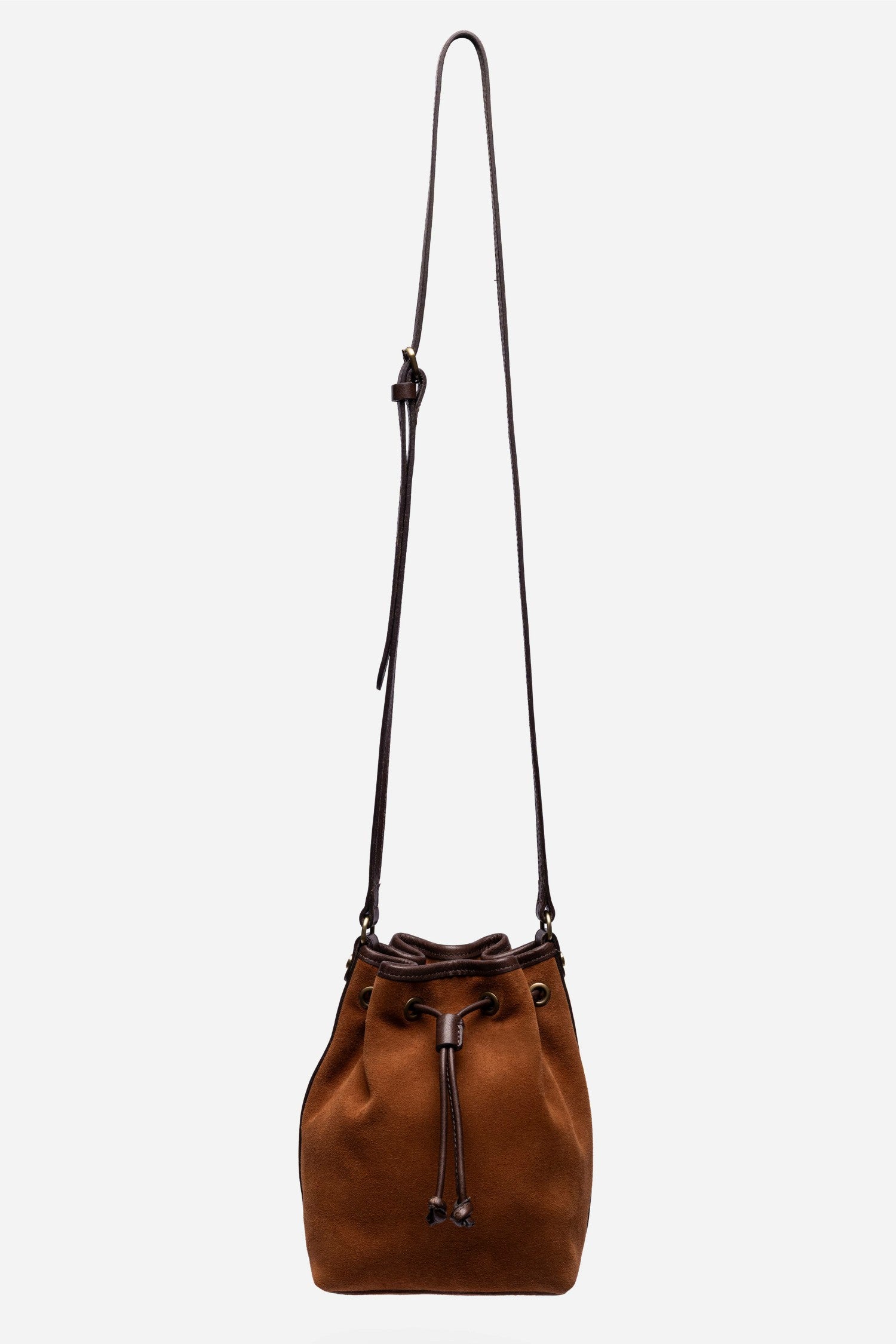 Johnny Was ITALIAN SUEDE CONTRAST TRIM BUCKET BAG