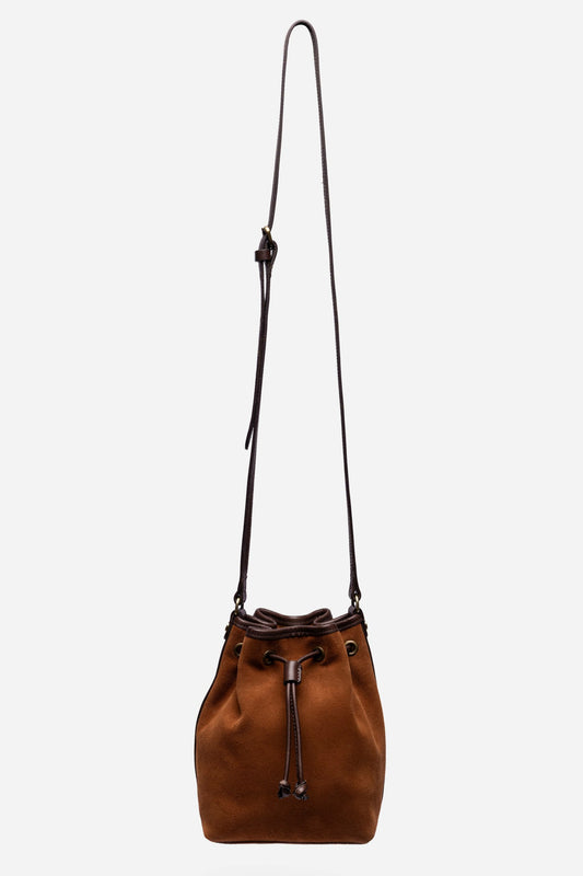Johnny Was ITALIAN SUEDE CONTRAST TRIM BUCKET BAG