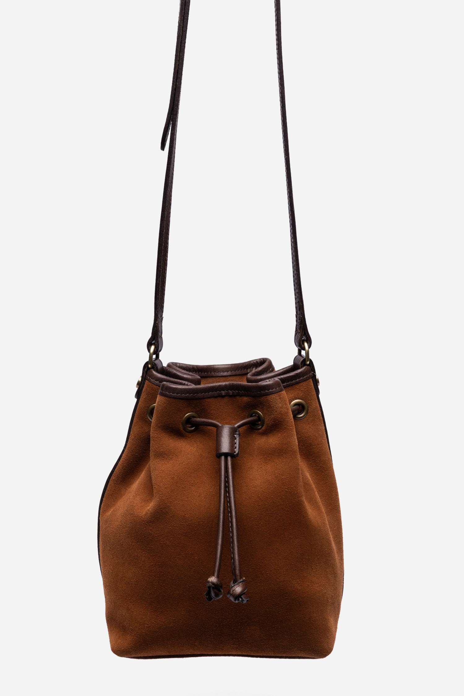 Johnny Was ITALIAN SUEDE CONTRAST TRIM BUCKET BAG