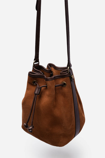 Johnny Was ITALIAN SUEDE CONTRAST TRIM BUCKET BAG