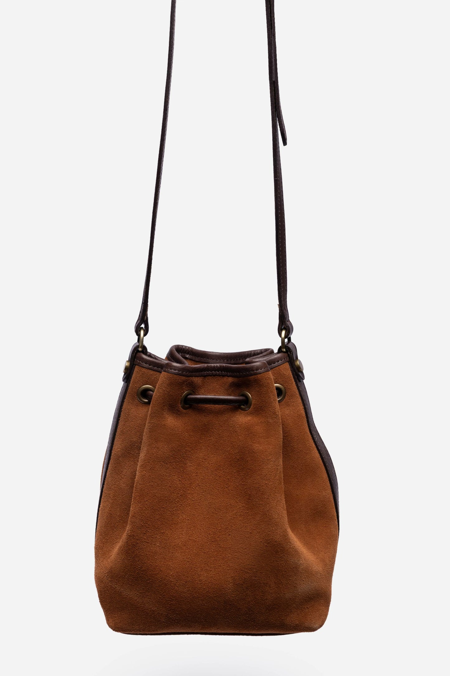 Johnny Was ITALIAN SUEDE CONTRAST TRIM BUCKET BAG