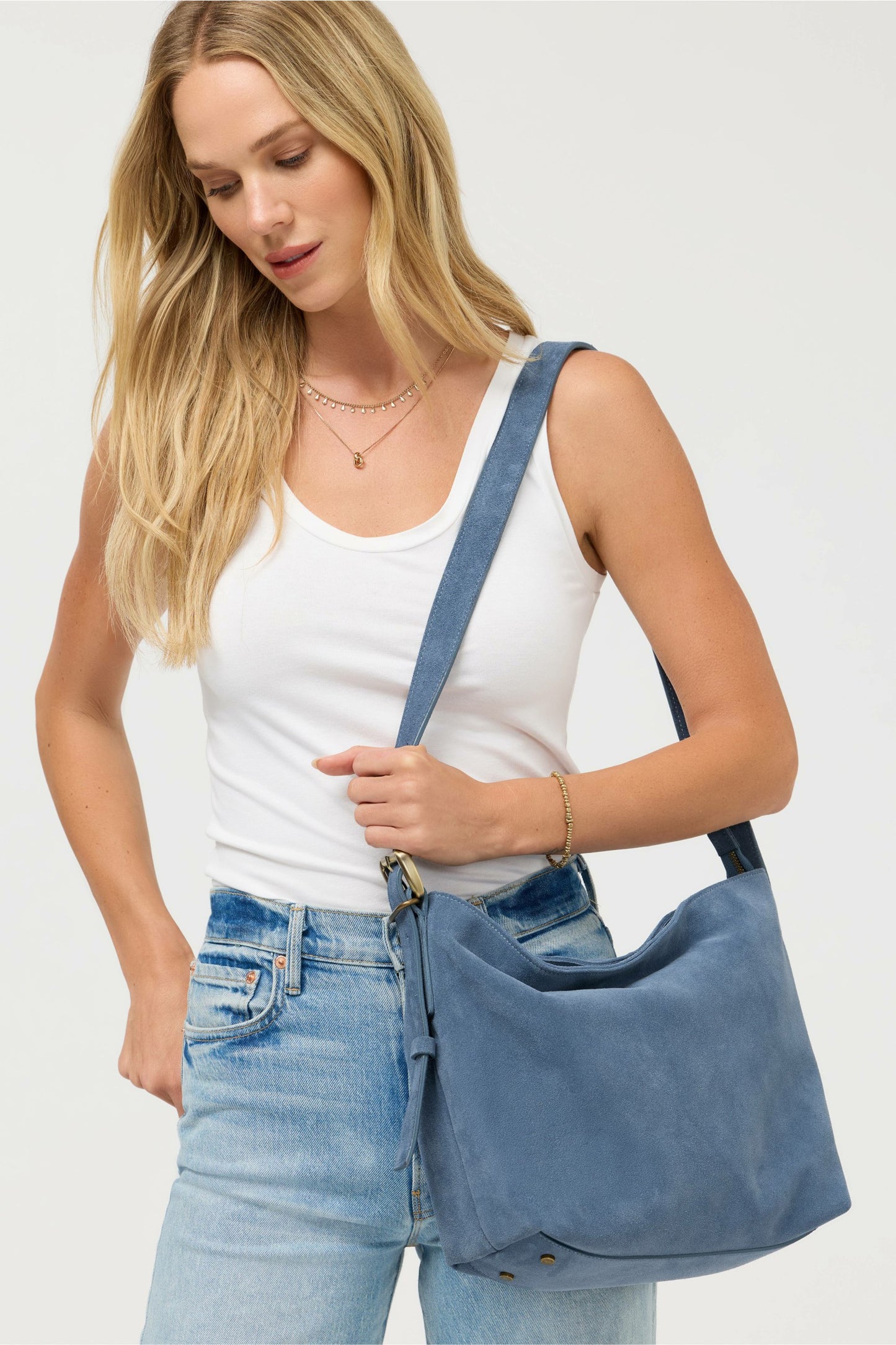 Johnny Was ITALIAN SUEDE CROSSBODY BUCKET BAG