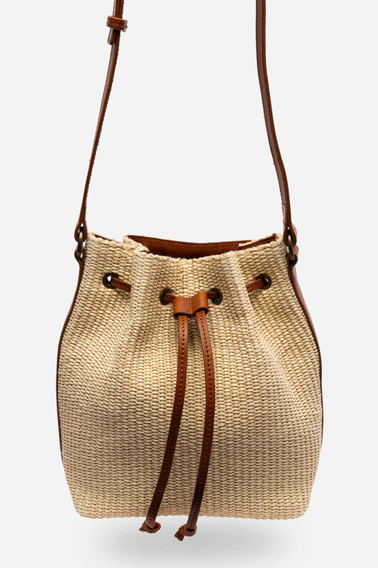 Johnny Was ITALIAN RAFFIA CINCH BUCKET BAG