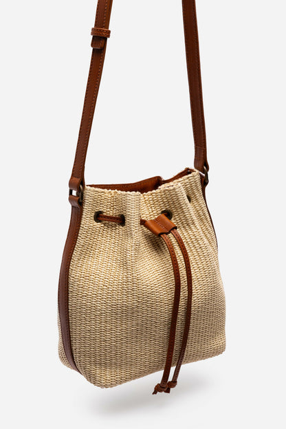 Johnny Was ITALIAN RAFFIA CINCH BUCKET BAG