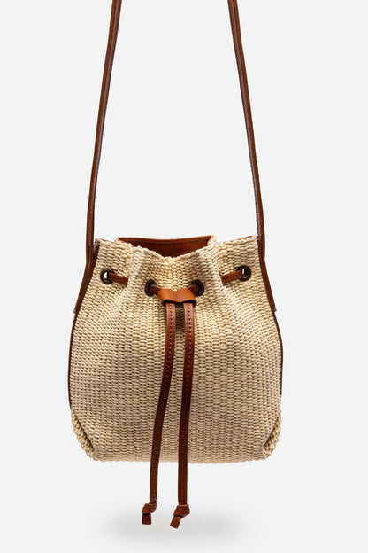 Johnny Was ITALIAN RAFFIA CROSSBODY BUCKET BAG