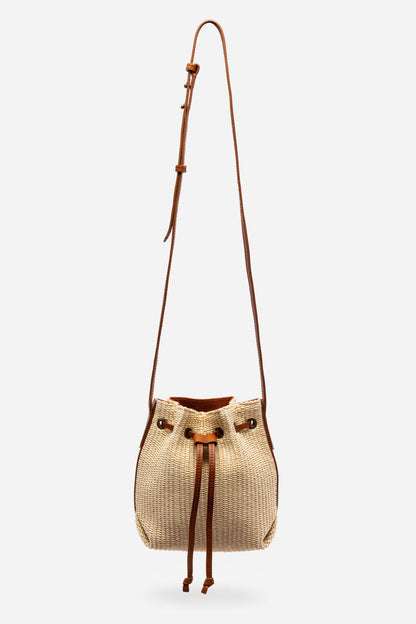 Johnny Was ITALIAN RAFFIA CROSSBODY BUCKET BAG