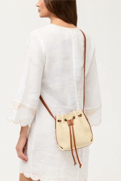 Johnny Was ITALIAN RAFFIA CROSSBODY BUCKET BAG