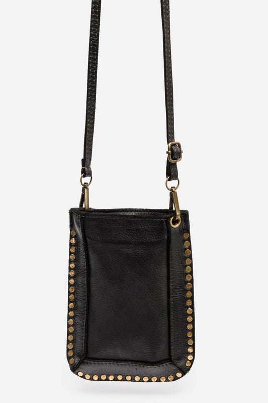 Johnny Was ITALIAN LEATHER STUDDED CELL PHONE CROSSBODY