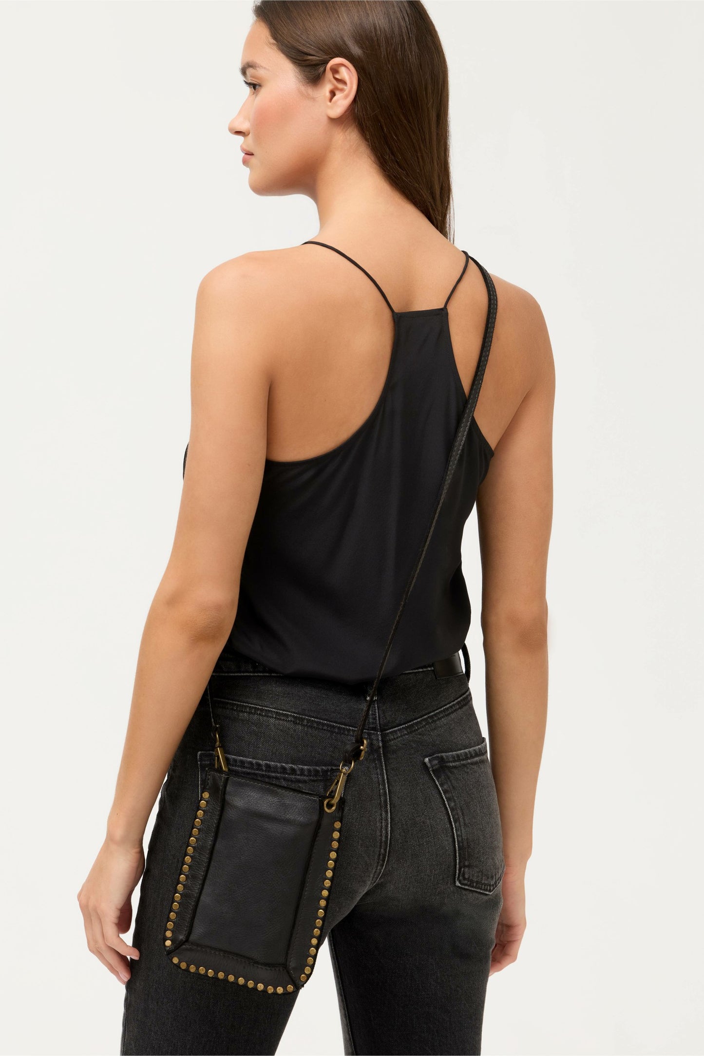 Johnny Was ITALIAN LEATHER STUDDED CELL PHONE CROSSBODY