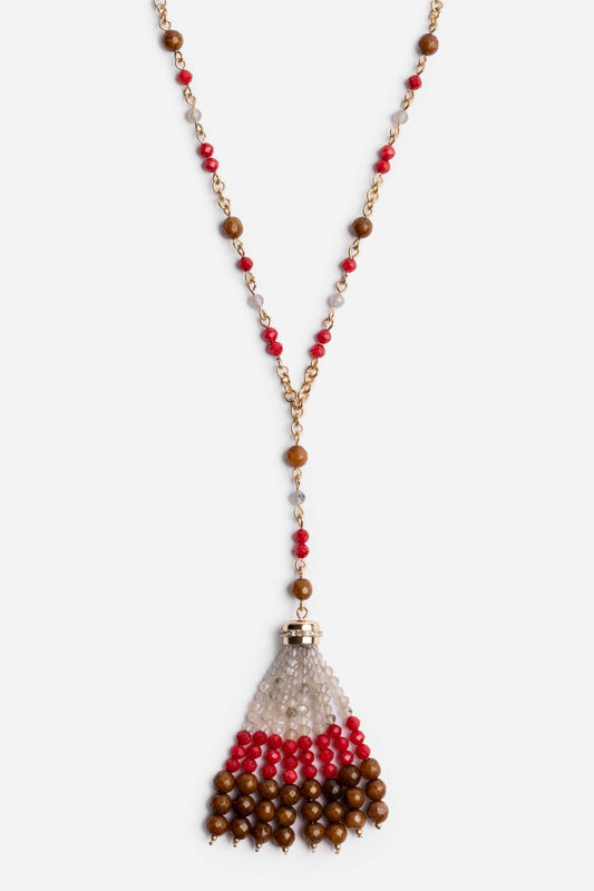 Johnny Was SEMIPRECIOUS BEADED NECKLACE WITH TASSEL