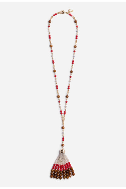 Johnny Was SEMIPRECIOUS BEADED NECKLACE WITH TASSEL
