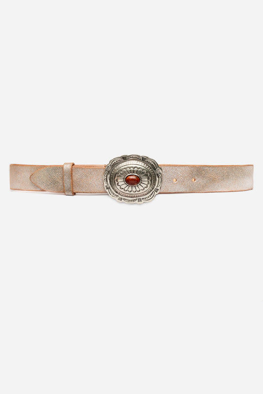 Johnny Was ARGENTO ITALIAN LEATHER METALLIC BELT