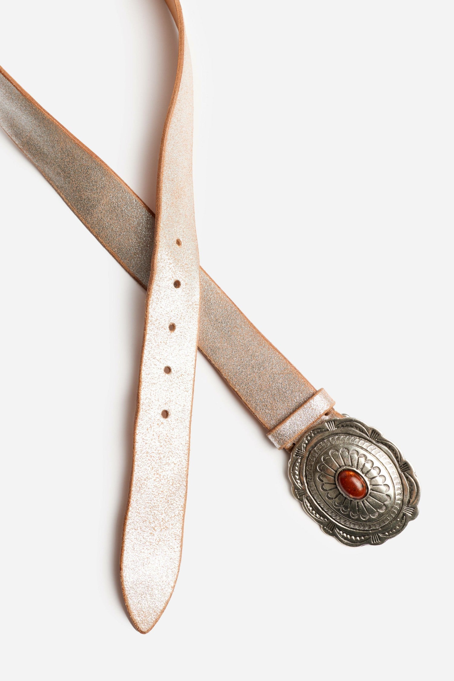 Johnny Was ARGENTO ITALIAN LEATHER METALLIC BELT