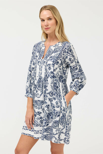 Johnny Was PIPED YOKE TIERED DRESS