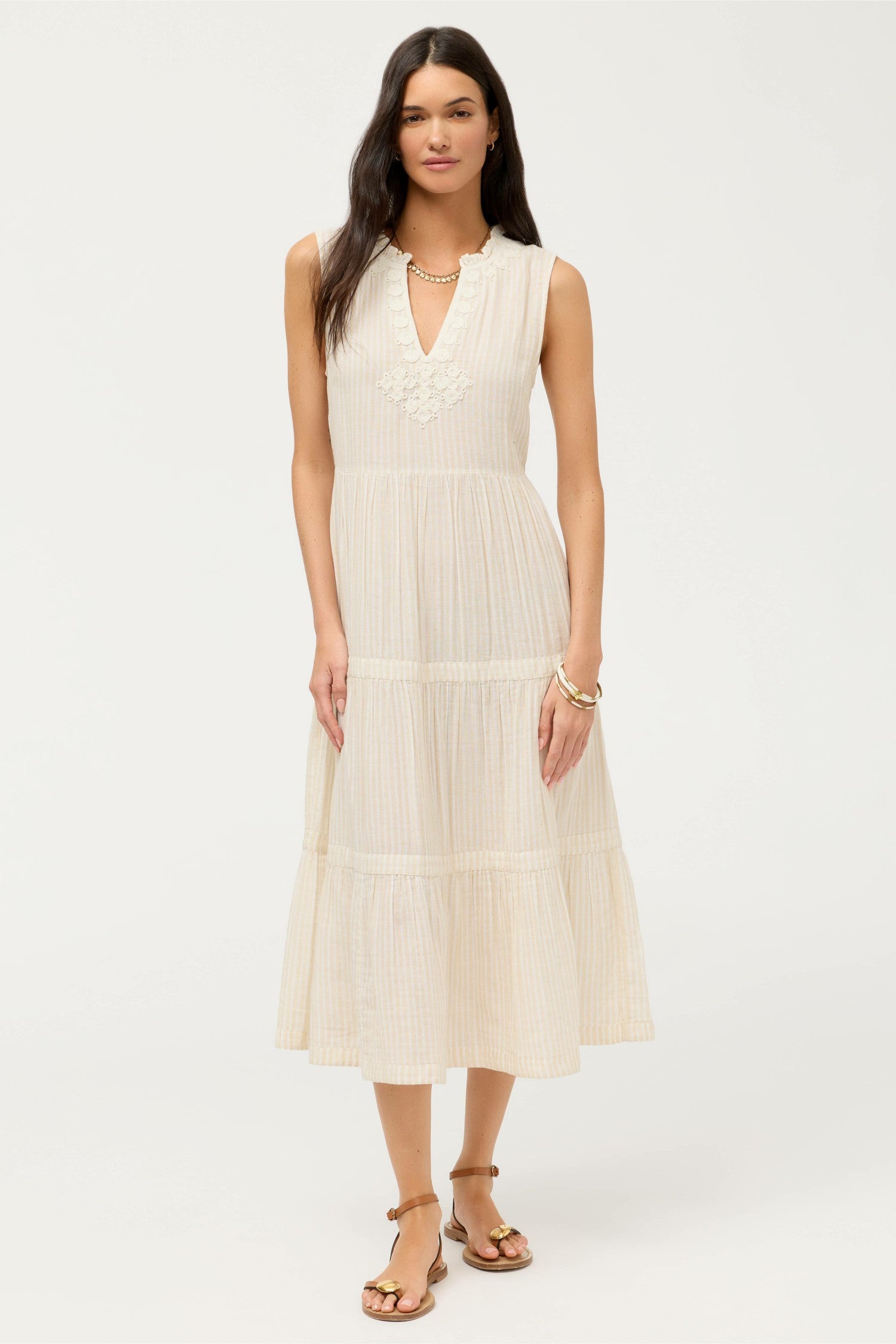 Johnny Was TIERED V-NECK MIDI