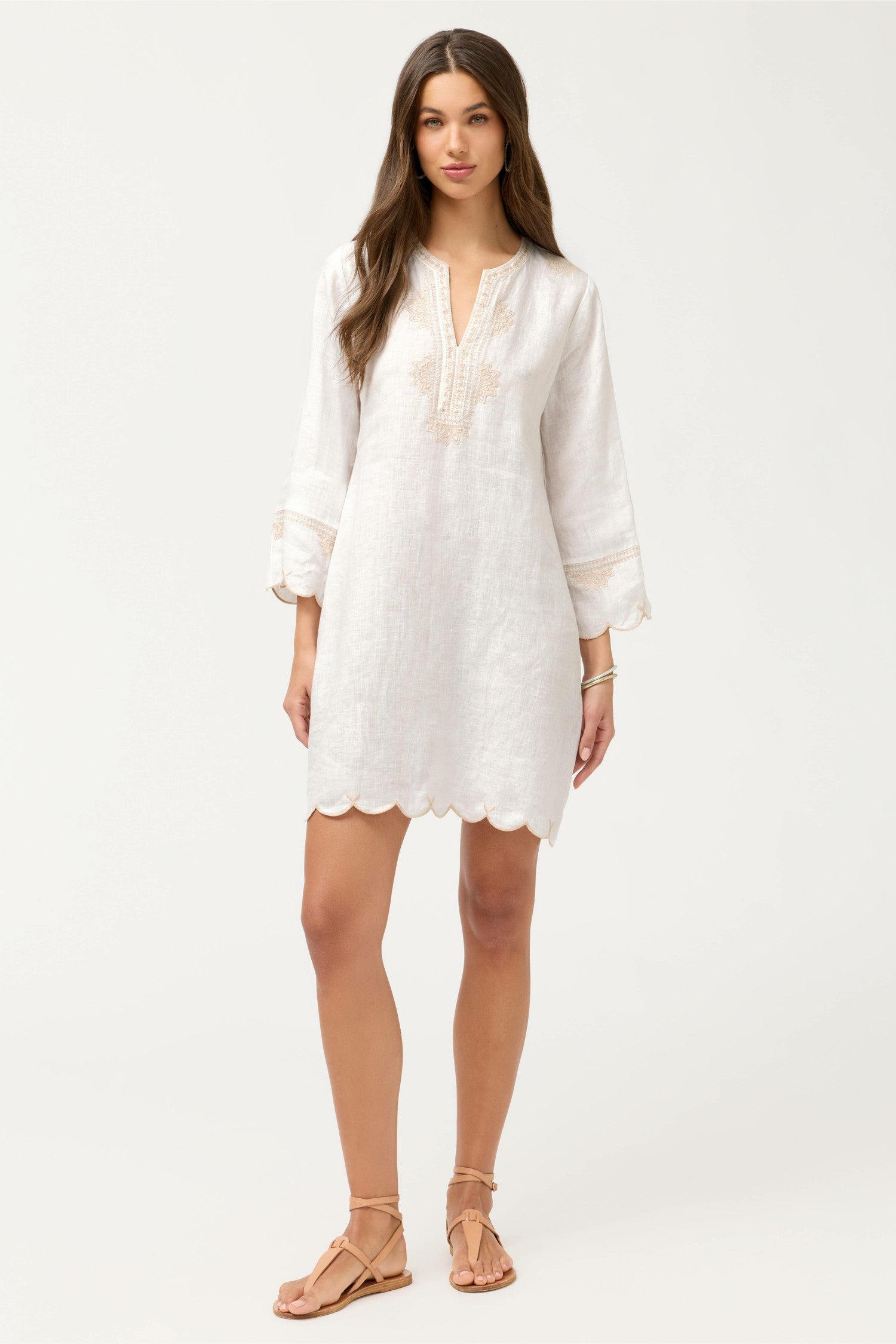 Johnny Was LINEN SCALLOP DRESS