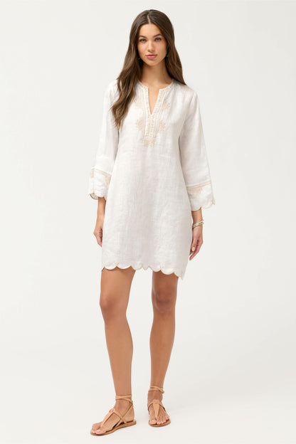 Johnny Was LINEN SCALLOP DRESS
