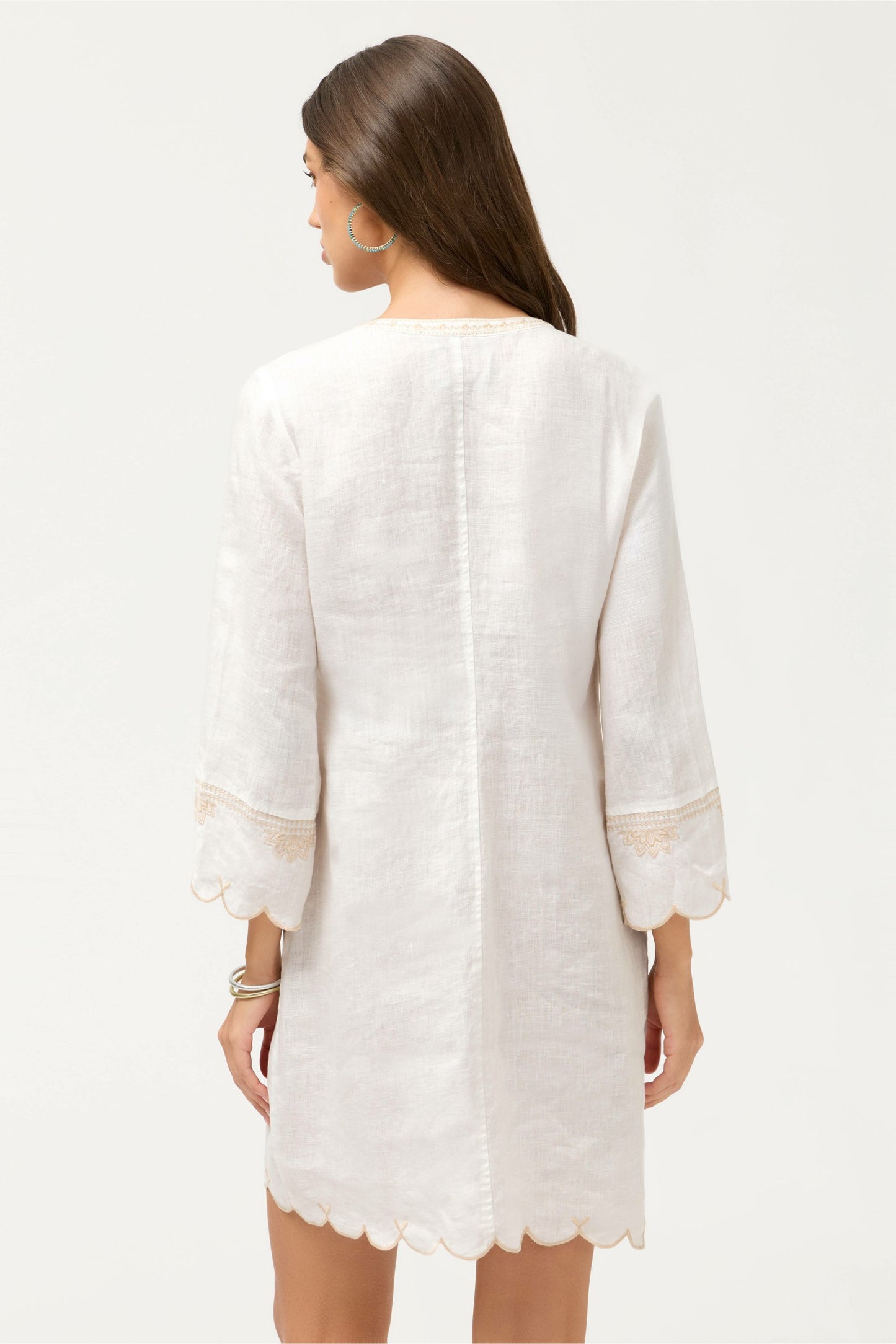 Johnny Was LINEN SCALLOP DRESS