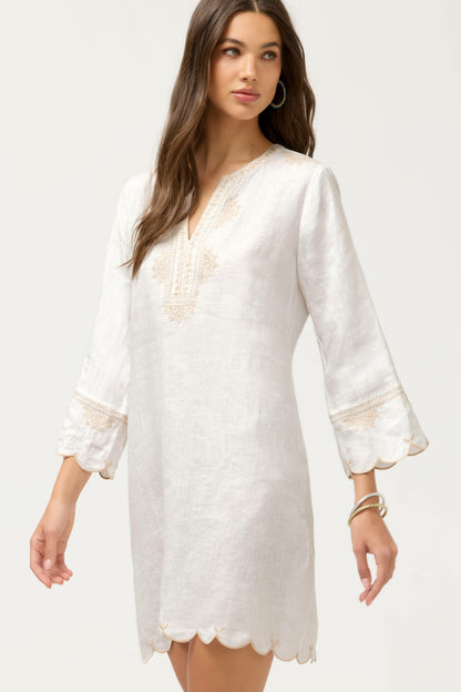 Johnny Was LINEN SCALLOP DRESS